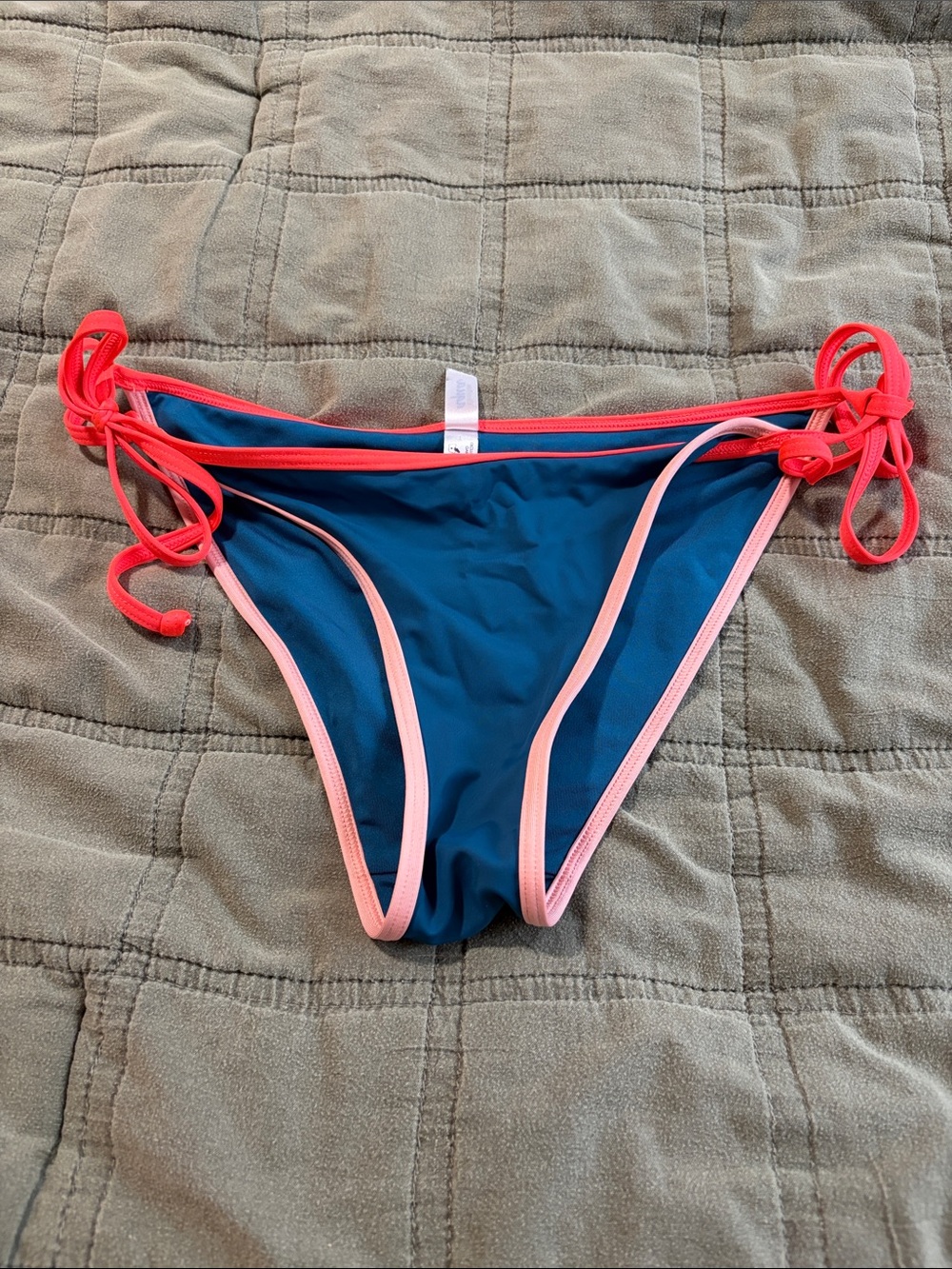 La Vie En Rose Teal Bikini Bottom with Pink and Coral Trim